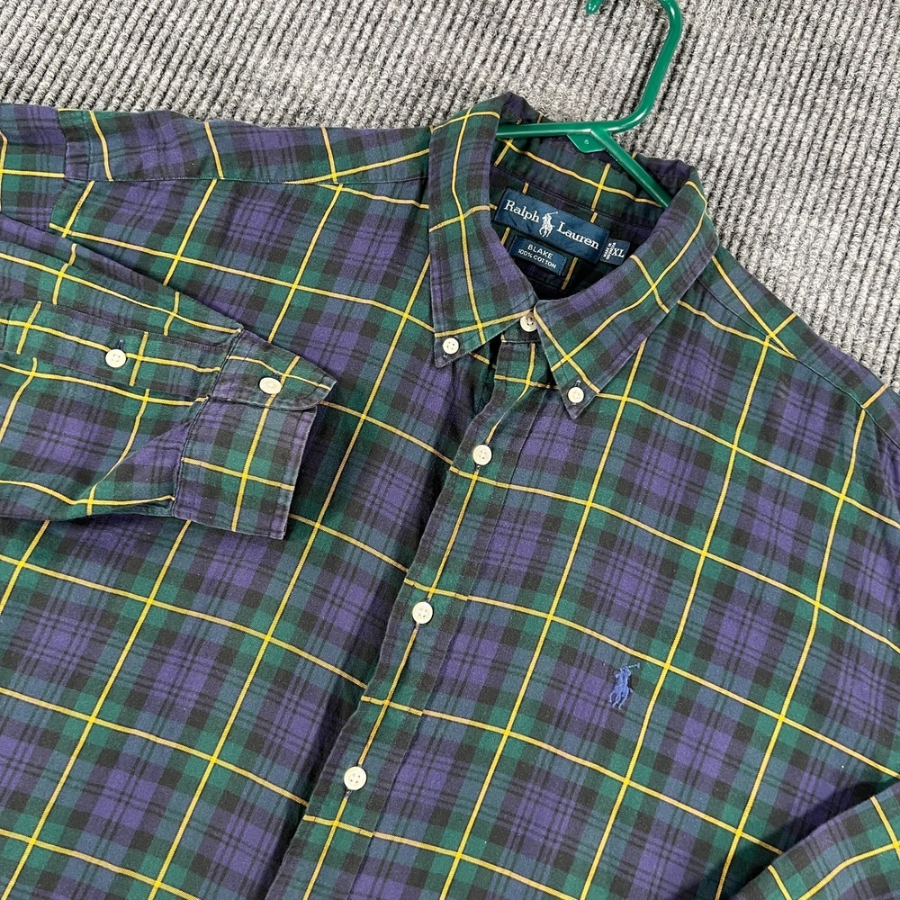 Ralph Lauren Shirt Mens XL Extra Large‎ Blackwatch Plaid Long Sleeve Button Down
